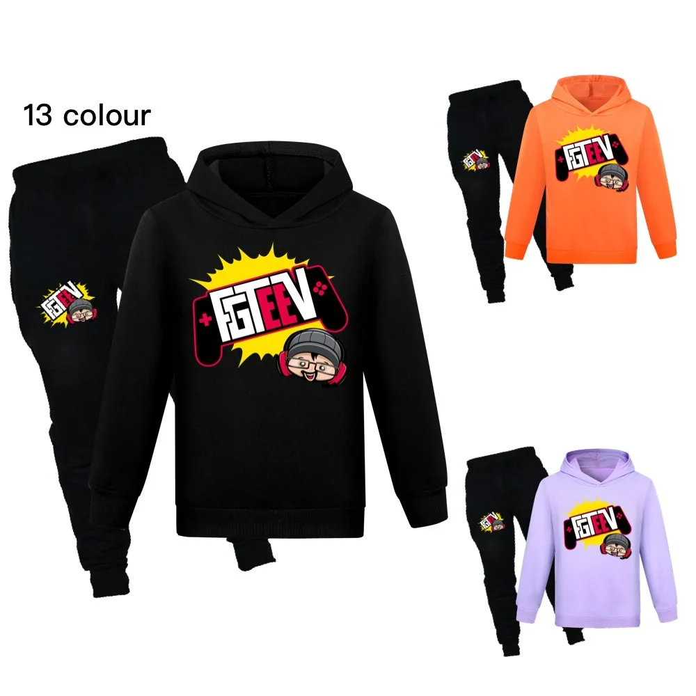 

Funny FGTEEV Hoodie Kids Cartoon Clothing Set Teenager Boy Autumn Hoody Sweatshirt Jogging Pants 2pcs Sets Toddler Girl Clothes