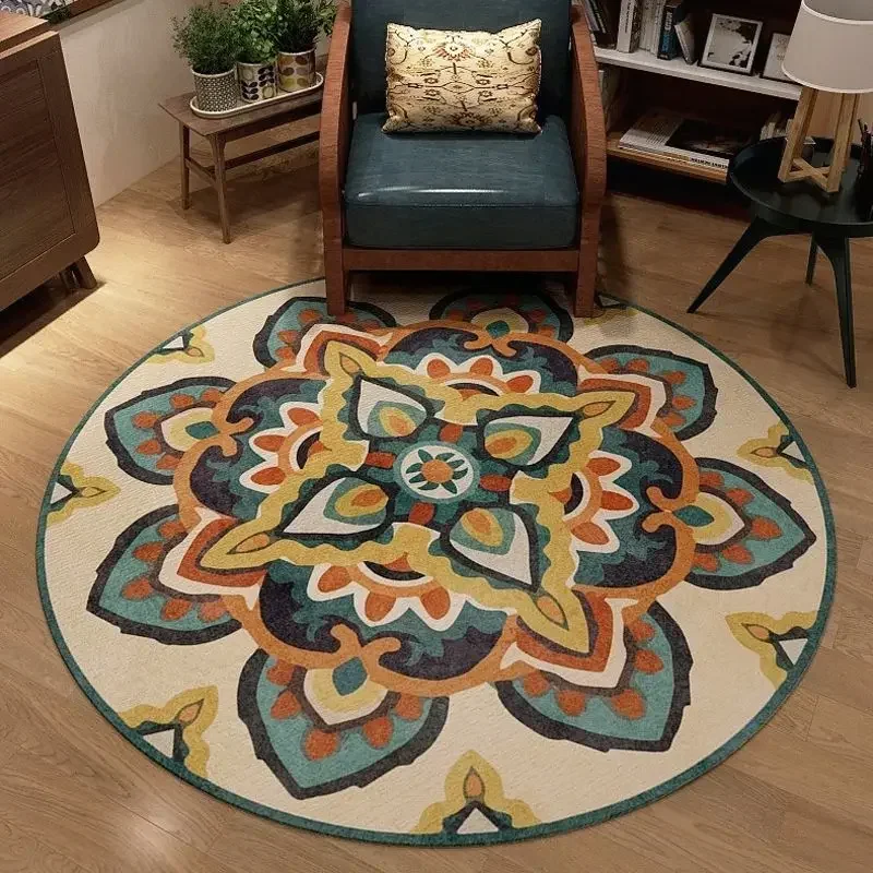 Ethnic Style Mandala Bohemian Round Carpet Living Room Decoration Rugs for Bedroom Home Hanging Basket Rocking Chair Floor Mat