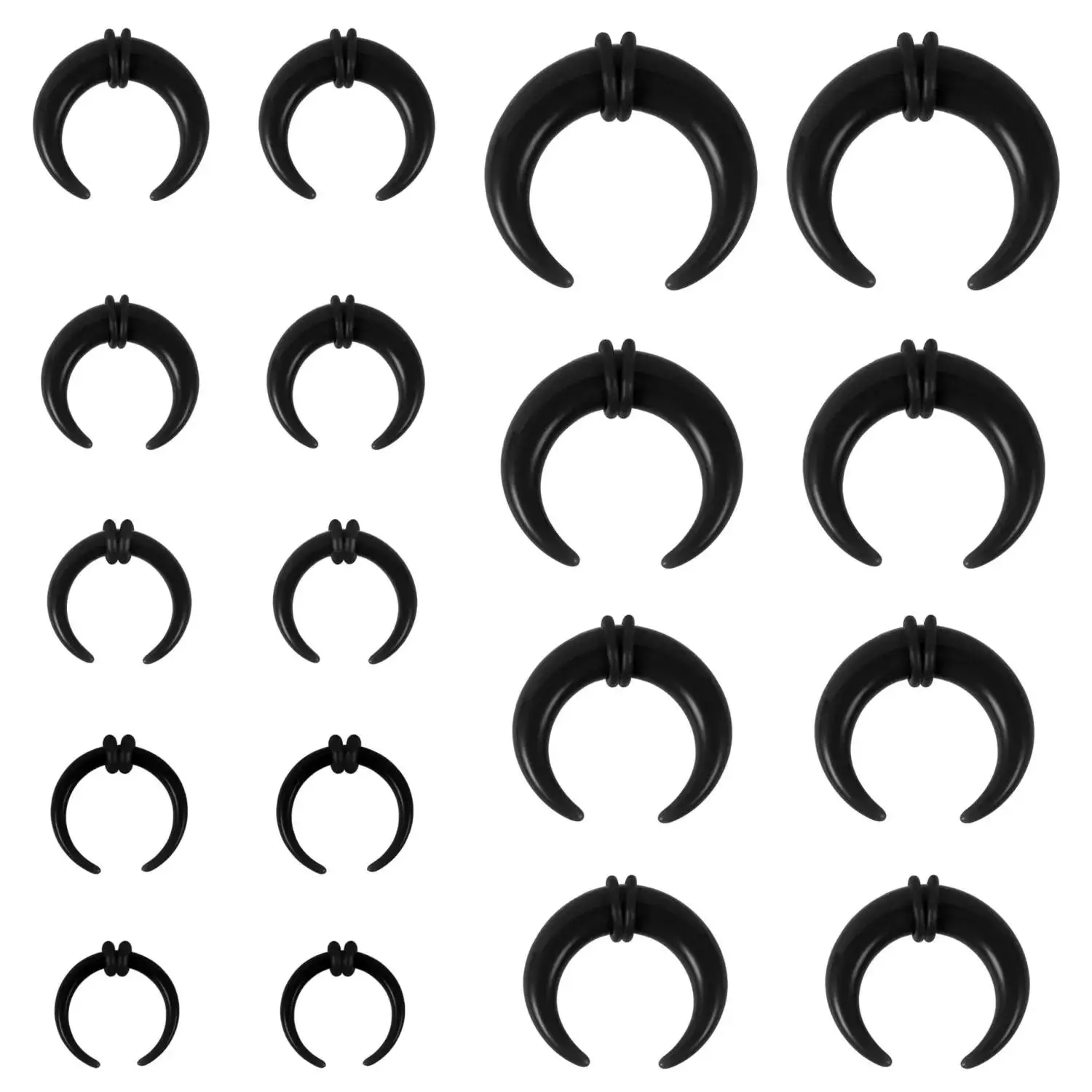9 Pairs Pincher Tapers Septum Rings Acrylic Buffalo Horseshoe Stretcher Expander Piercing Kit for Stretching Pierced Nose Ear