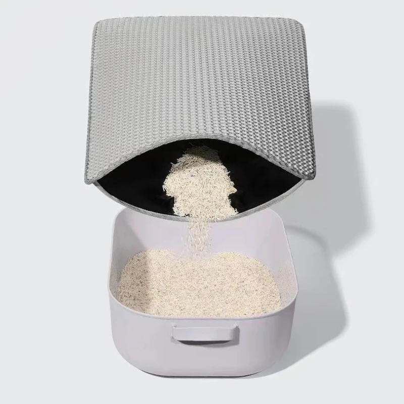 Tapete de areia para gatos, tapete de caixa de areia, tamanho grande, favo de mel, camada dupla, design à prova d'água, tapete de areia para gatinhos