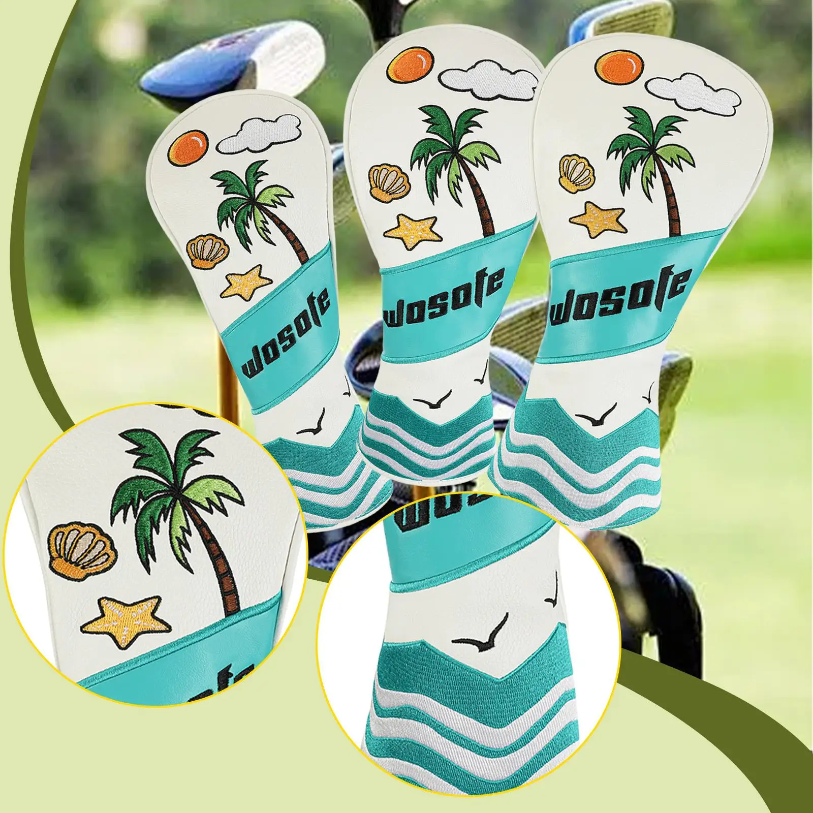 Pokrowiec na główkę kija golfowego, ochronny, PU, stylowy, odporny na zarysowania, uniwersalny, przenośny, łatwy do zakładania i odkładania, ochraniacz na główkę kija golfowego.