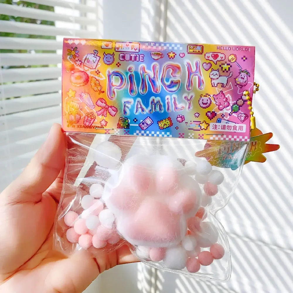 TPR zampa di gatto con pelliccia antistress giocattolo Squishy Fidget giocattolo Mini Kawaii peluche zampa di gatto in Silicone piccola zampa di