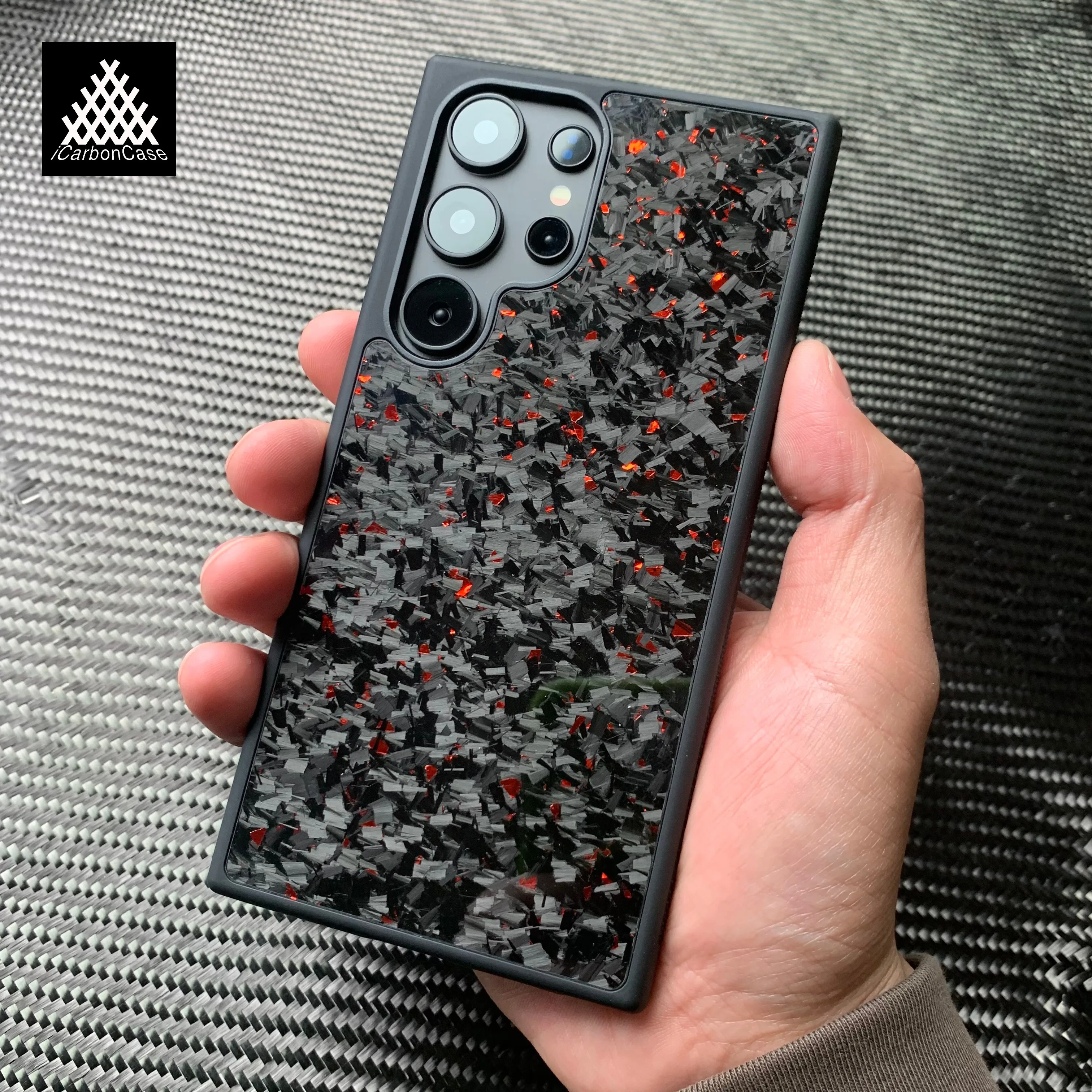 

Red Forged Magnetic Real Glossy Carbon Fiber Case for Samsung S25 S24 S23 S22 S21 Ultra A13 A14 A15 A16 A54 A55 A23 A73 A24 A25