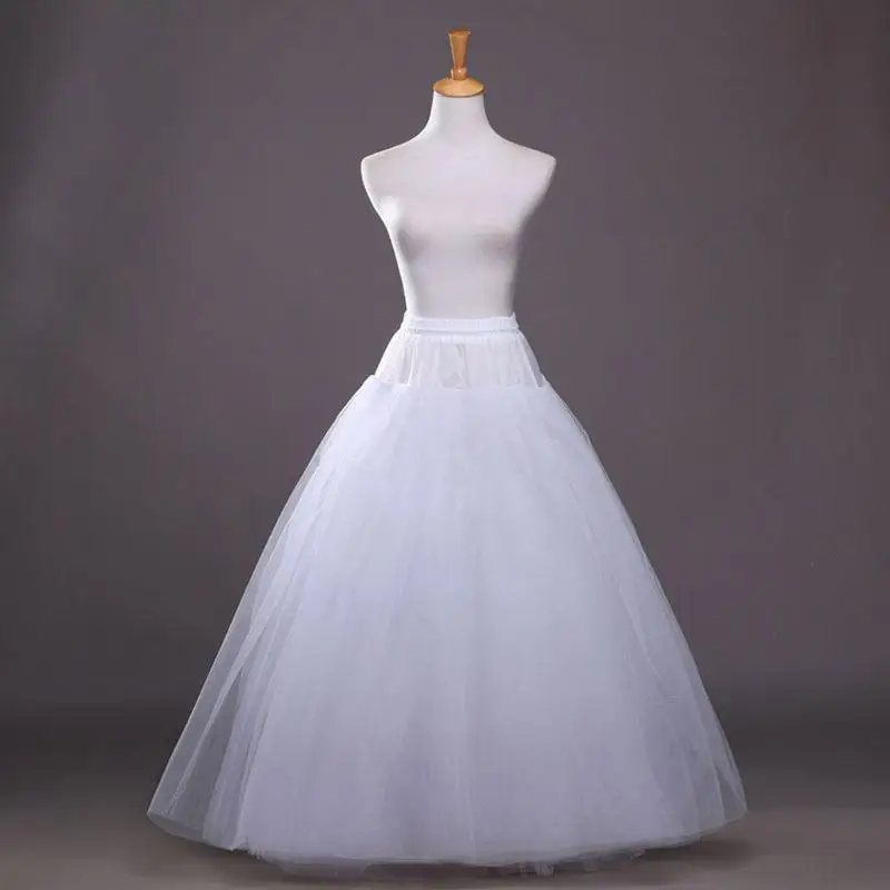 White 4-layers No Hoop Petticoat Wedding Dress Crinoline Bridal Ball Gown Underskirt Ladies Lined Skirt Party Dress Role-playing