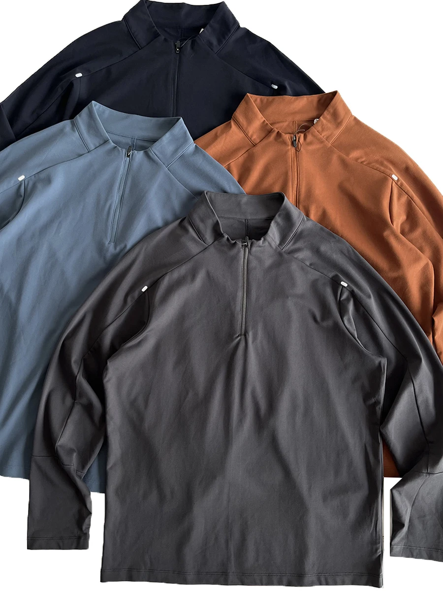 

Outdoor Function Mountain Series Men's Long Sve T-irt f Zipper Stand Collar oulder Insert Sports Cycling Climbing L...