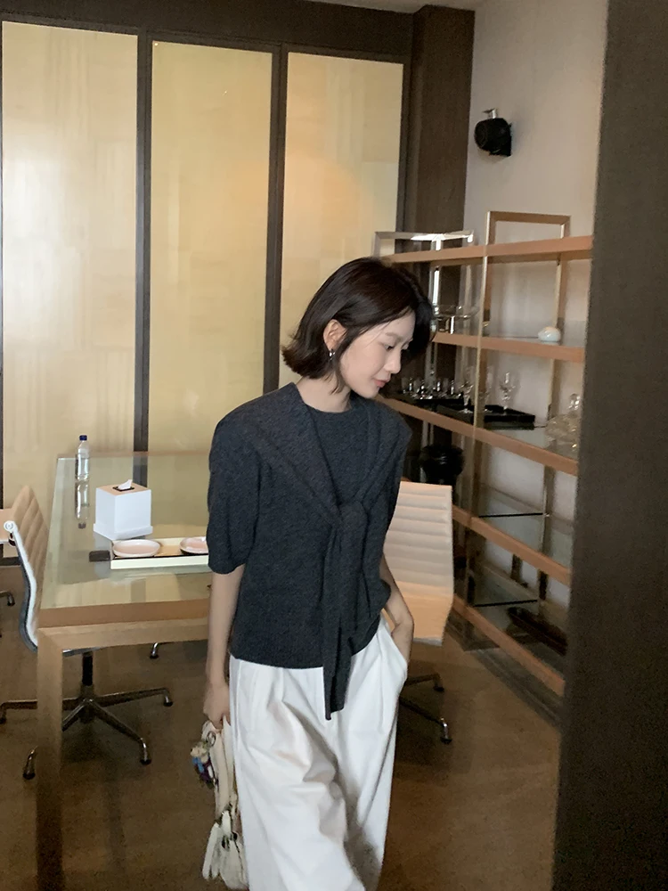 

Linfur женский вязаный шерстяной свитер ort Sve oulder с запахом, повседневный свободный крой, мягкая шерсть, чистый цвет, осень-зима, мода