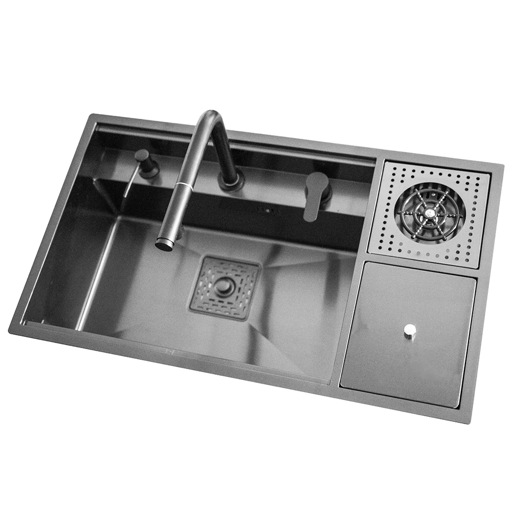 

CUPC Luxury Kitchen Sinks 304 Stainless Steel Farmhouse Sink Rainfall Double Handmade Bowl Undermount Sink With Drainer