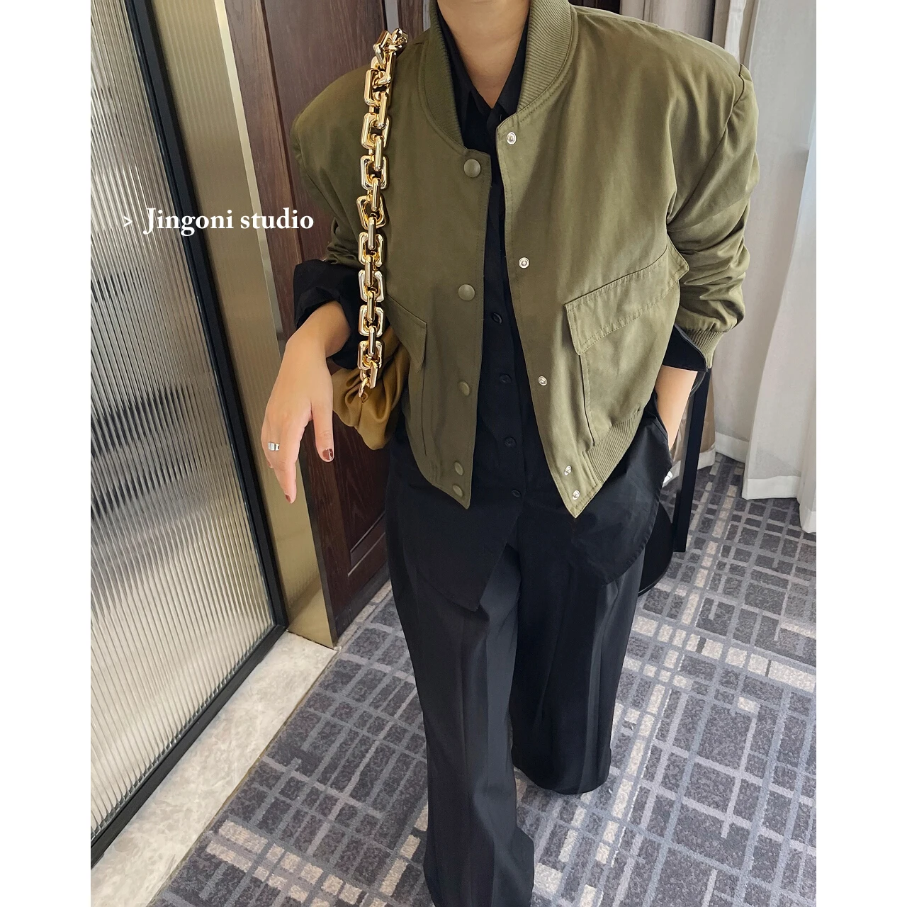 Women Jacket Green Cropped Bomber Racing 2023 Aviator Oversize Top Baseball Windbreaker Coat Korean Style Trench Y2k Cardigan