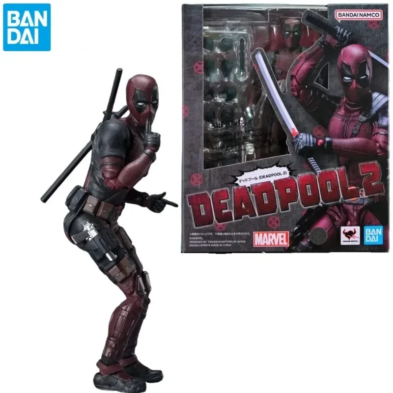 In Stock Bandai Original S.H.Figuarts Deadpool 2 Super Hero Anime Action Figures Model Toys Collection Doll Kids Hoilday Gifts