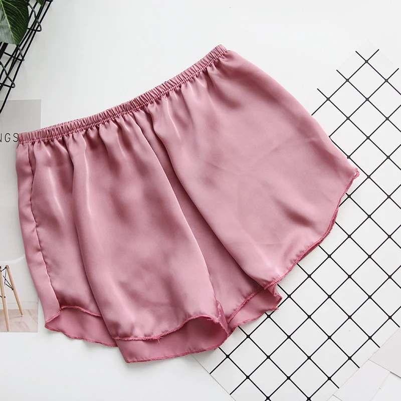 Silky Shorts Women Summer Outer Wear Korea Sexy Cool Pure Color Sleep Bottoms Simple Sleep Shorts Women Pajama Shorts