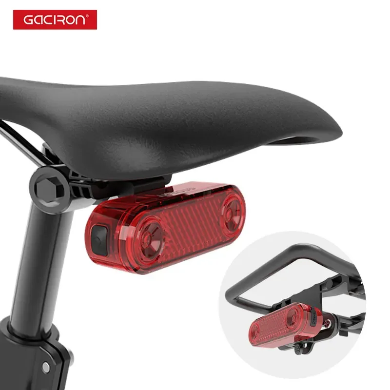 

GACIRON 200LM Bicycle Rear Cargo Rack Light Bike Smart Intelligent Brake Tail Light LED Warning Taillight 1200mAh Rechargeable