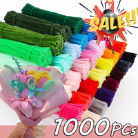 100~1000Pcs Colorful Chenille Rod Pipe Creative DIY Plush Wires Twist Stick Hair Strip Kids Flower Handmade Educational Toy