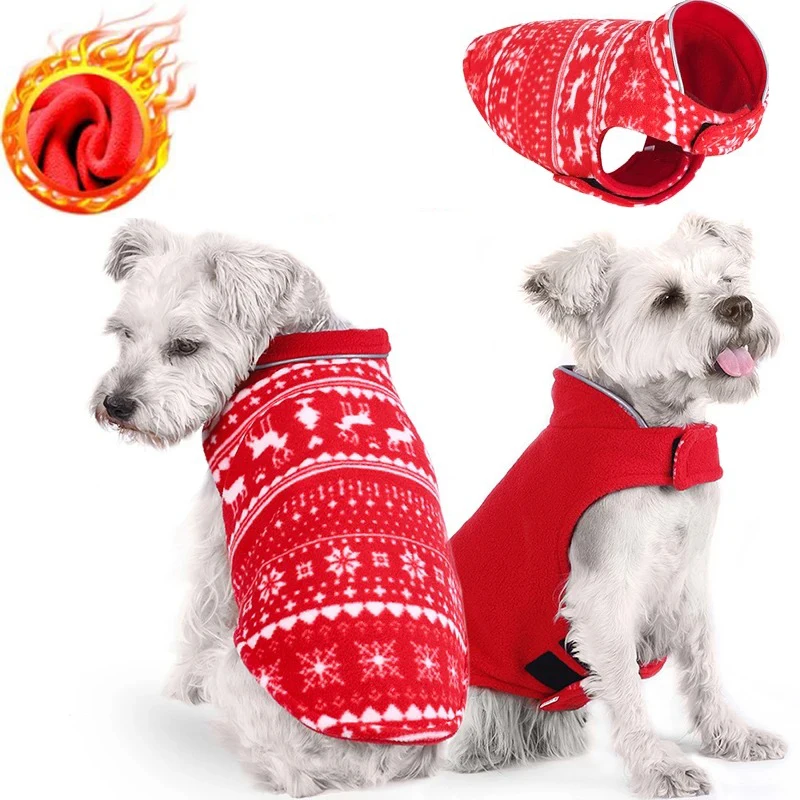 

Winter Warm Fleece Pet Jacket Christmas Dog Clothes Double Layers Pet Clothes for Small Medium Dogs French Bulldog Teddy Coats