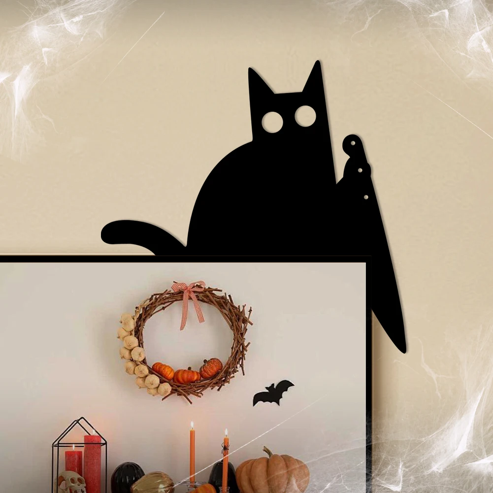 

Halloween Cat Door Topper Door Frame Decor Creative Black Cat Door Corner Decor Door Right Angle Sign for Party Favors
