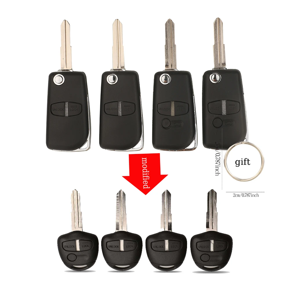 

jingyuqin Modified Car Key Case Shell For Mitsubishi Lancer Evo Colt Outlander Mirage Keyless Folding Cover Fob Part Accessory