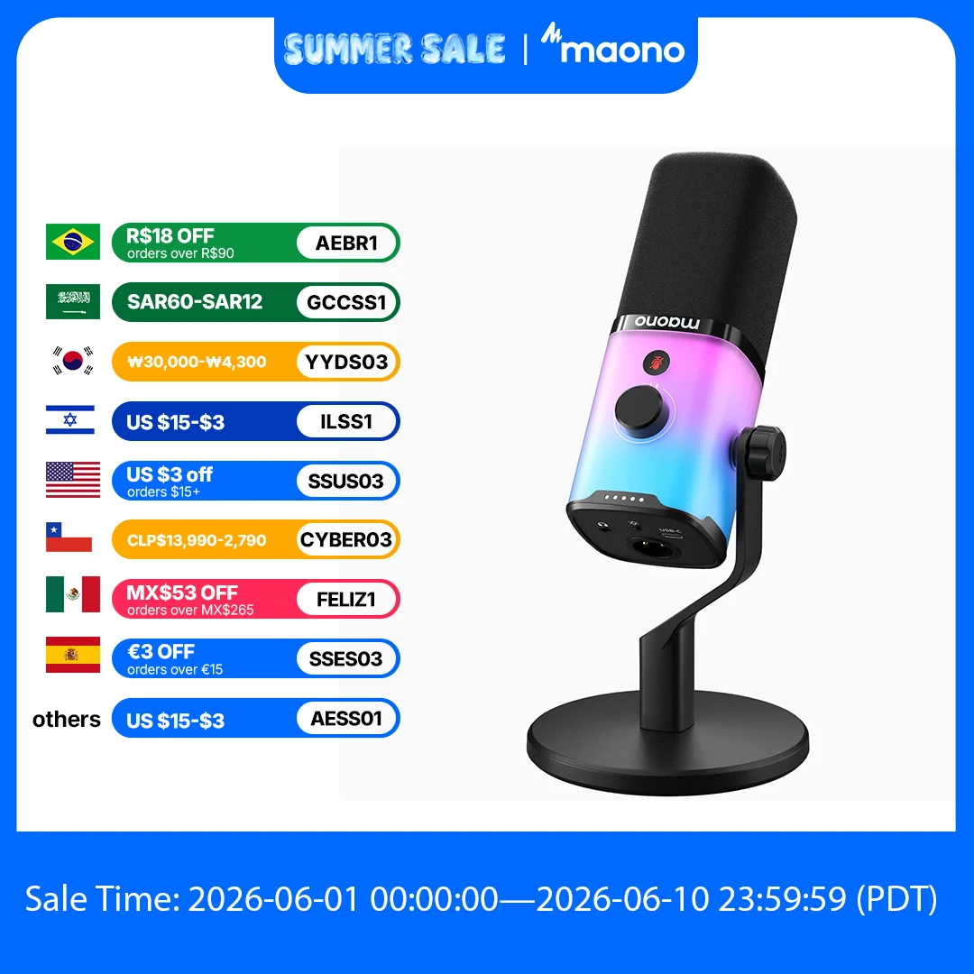 

maono PD100X RGB Gaming Microphone USB/XLR Dynamic Mic with Noise Reduction Mute Headphone Jack Mic for Gaming Streaming Podcast