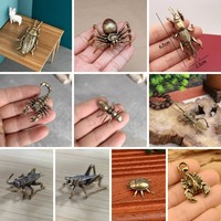 Copper Spider Figurines Miniature Creative Desktop Ornament Decoration Crafts Accessories Vintage Insect Brass Animal Tea Pet