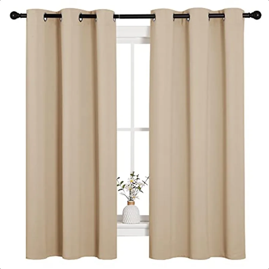 

Thermal Insulated Grommet Room Darkening Curtains Draperies Panels for Bedroom 2 Panels W42 x L63 inches Biscotti Beige