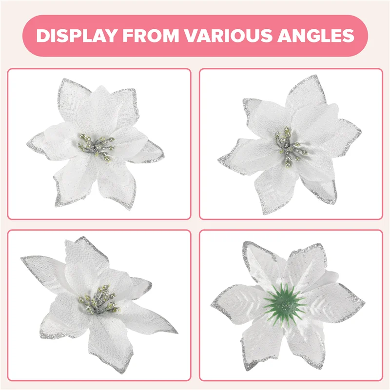 

ABYS-50 упаковок блестящие пуансеттии елочные украшения искусственные шелковые цветы выбор Декор венок гирлянда праздник