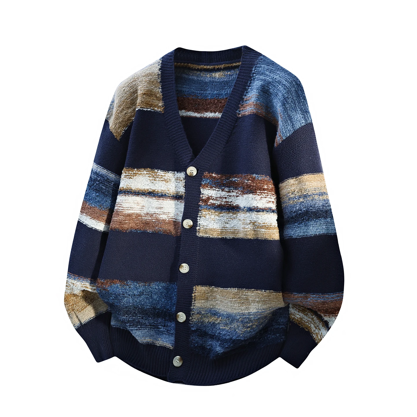 

Мужской утепленный вязаный свитер-пальто в стиле пэчворк, повседневный, винтажный, американский, свободного кроя, высокого качества, зимняя верхняя одежда