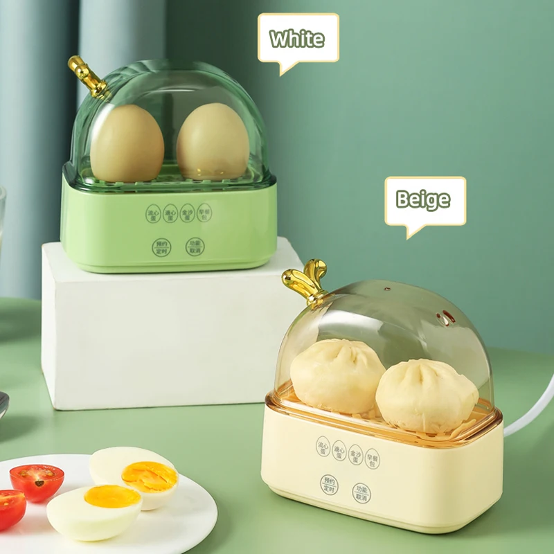 120W Electric Egg Boiler Smart Steamer Timing Egg Cooker Mini Breakfast Machine 2 Eggs Portable Steamer Automatic Power Off 220V