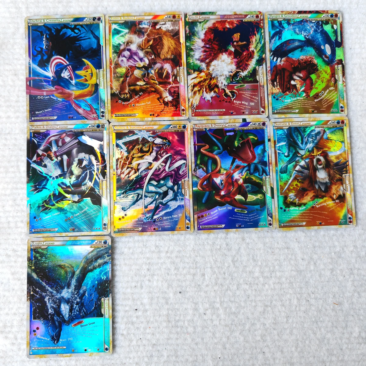 9Pcs/Set Anime Pokemon JP EN 2in1 Legendary Series Flash Collectible Cards Three Sacred Mythical Palkia Dialga Ho-Oh Gift Toys