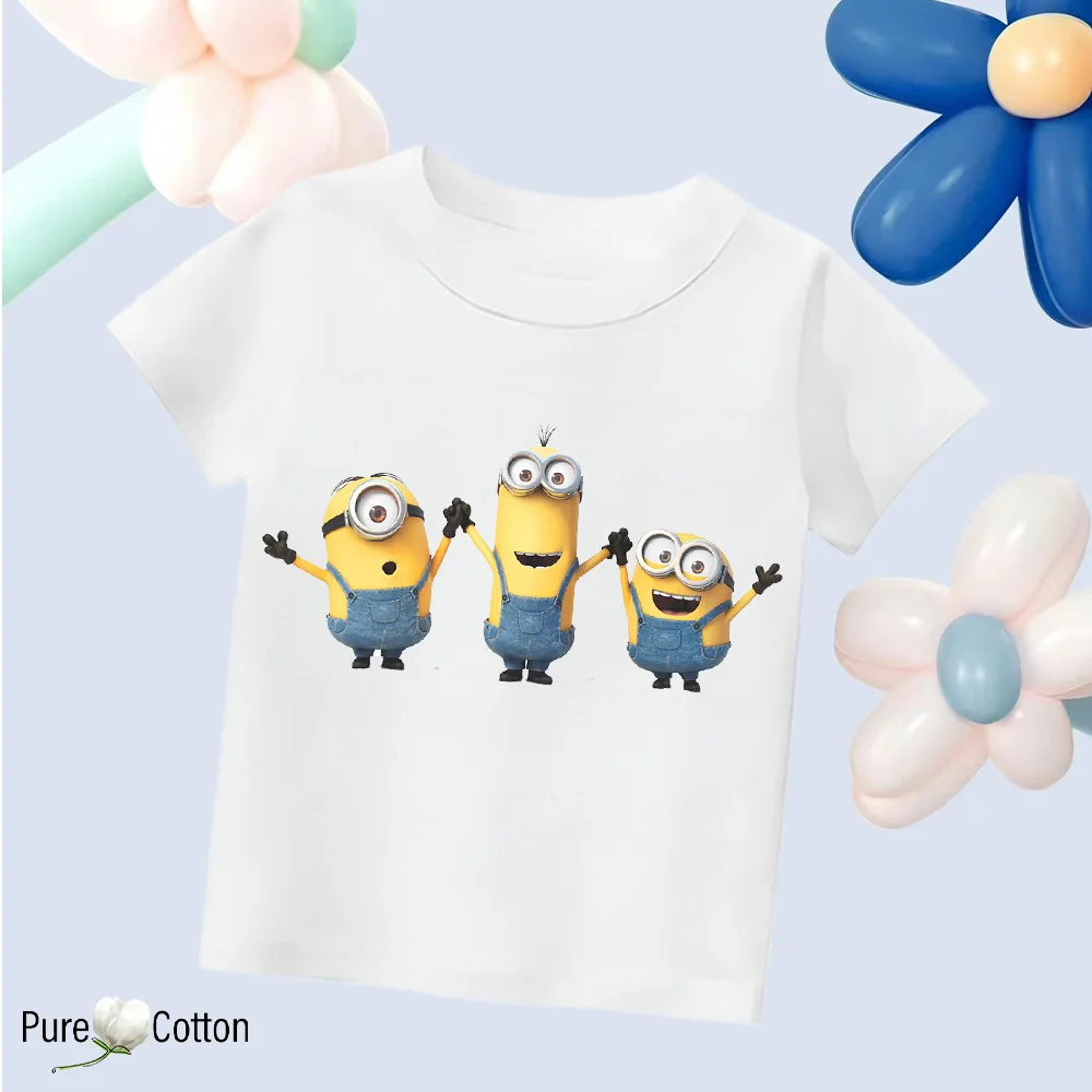 Cartoon Disney Minions Fun Leisure Quality Summer Outdoor Wear Cotton Children\'s T-shirt Y2K Boys and Girls Home Furnishings