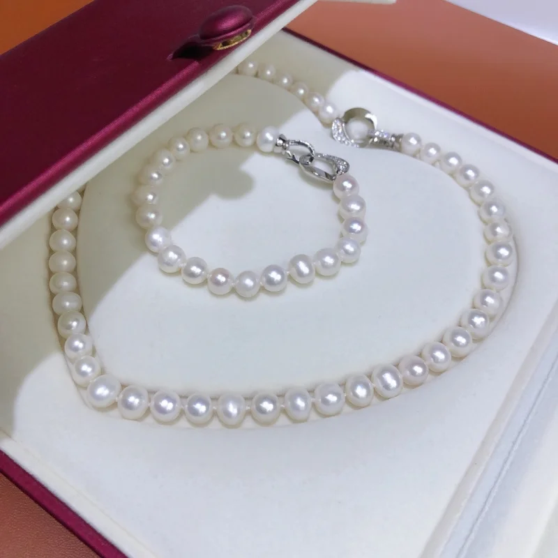 

День богини, новое ожерелье из натурального пресноводного жемчуга, браслет, цепочка на ключицу, простой универсальный комплект ювелирных изделий, модный