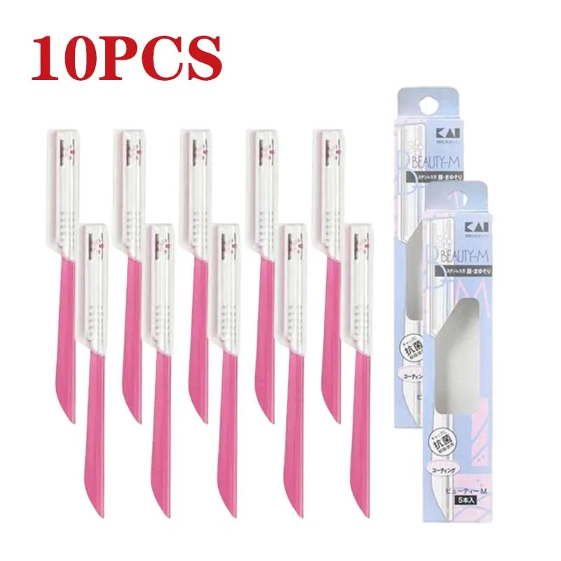 10pcs Eyebrow Razor for Women Facial Shaver Straight Razor Brow Stainless Steel Eyebrow Trimmer Grooming Shavers Tool with Cover