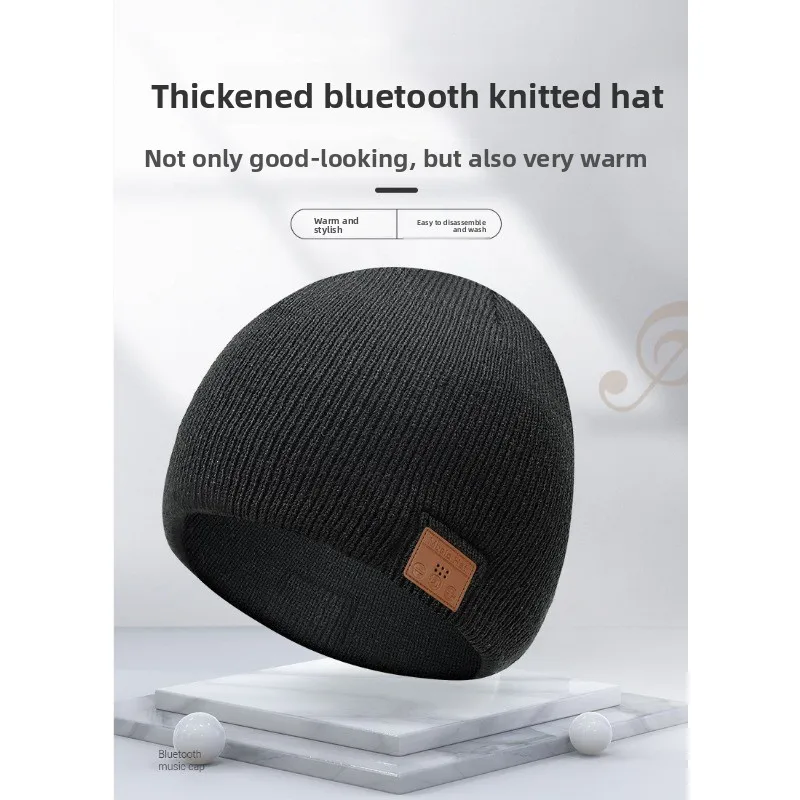 Bluetooth Music Call Knitted Hat Warm Removable and Washable Headset Hat Head-mounted 5.4 Creative Design