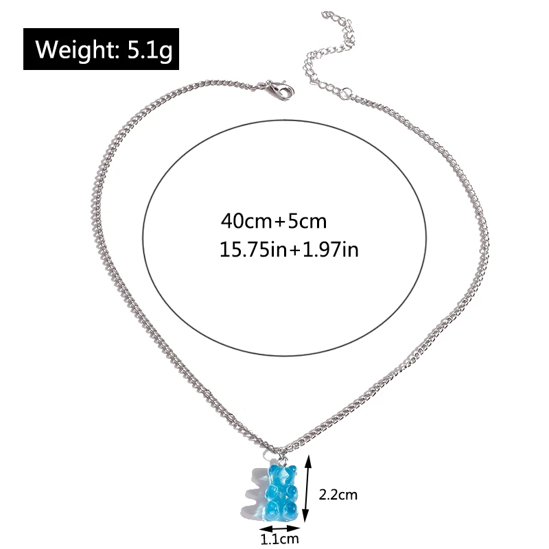 Fashion Candy Colors Gummy Bear Necklace for Women Girls Party Festival Jewelry Gifts