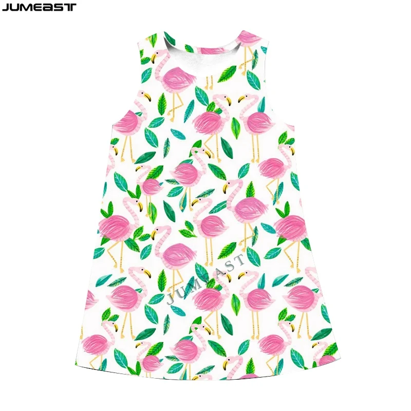 Jumeast Y2k Women 3D Printed Dresses Hip Hop Animal Flamingo Summer Fashion Sleeveless Dress Suspender Nightdress