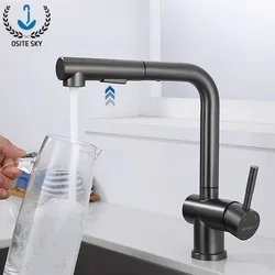 Black Pull Out Kitchen Sink Faucet Flexible 2 Modes Stream & Sprayer Nozzle Faucets Stainless Steel Hot Cold Wate Mixer Tap Deck