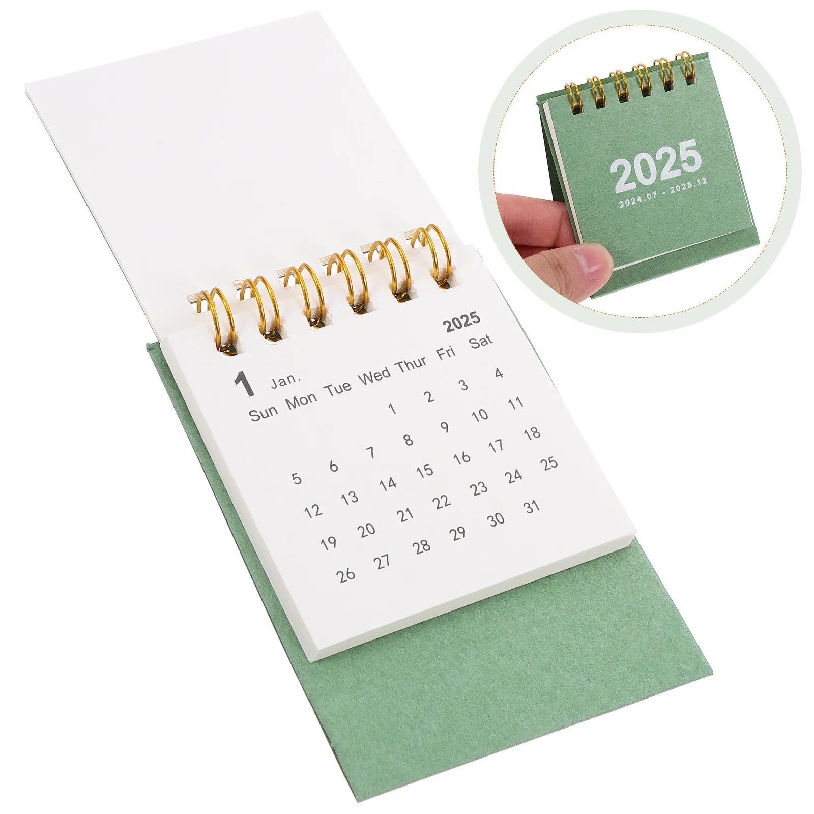 Calendrier de bureau 2025 Mini mignon pour enfants, ornements de maison sur pied, Table moderne vert