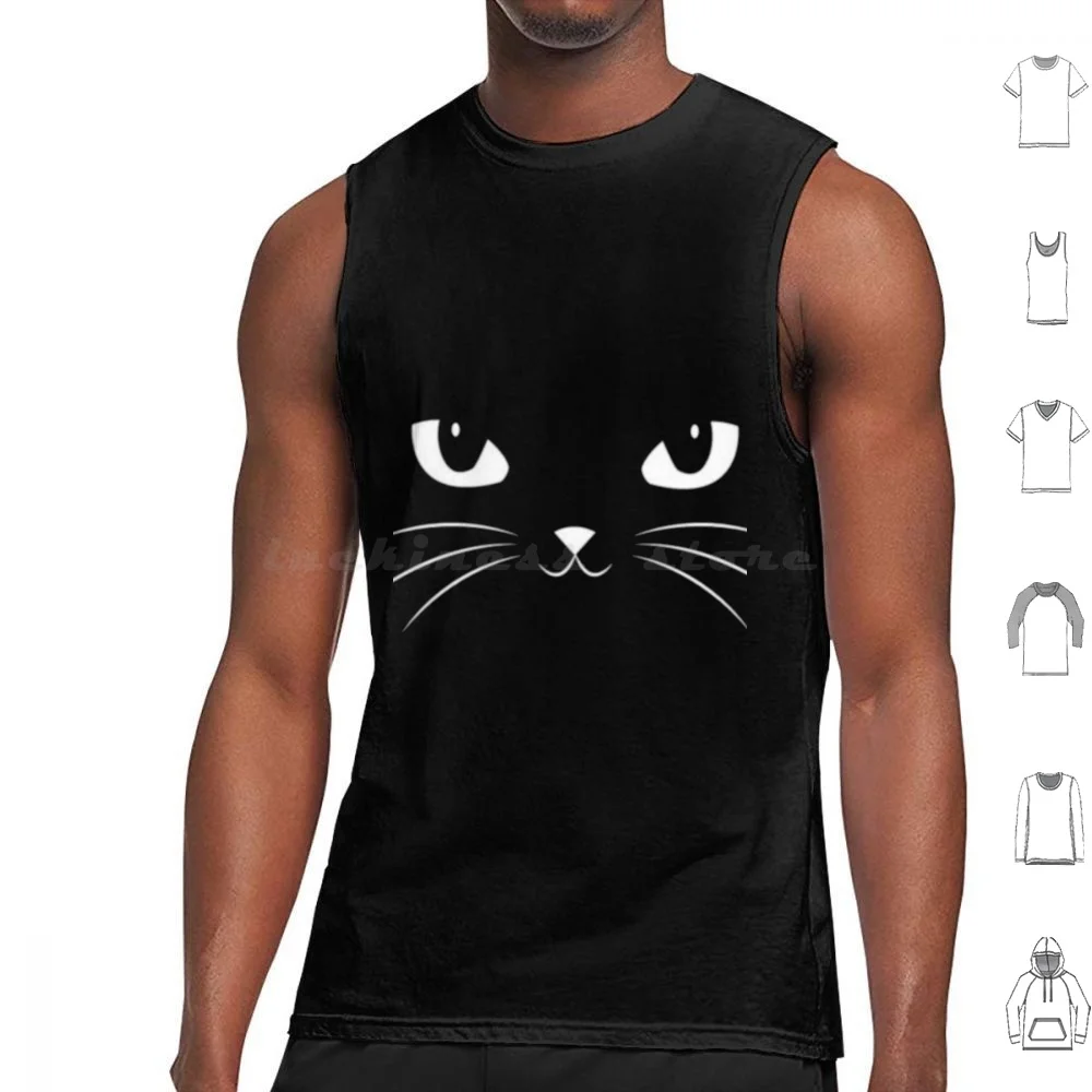 Black Cat Face Tank Tops Print Cotton Cat Black Cat Cute Animals Pets Feline Kitty Cats Black Cats Animal Pet Funny Cat