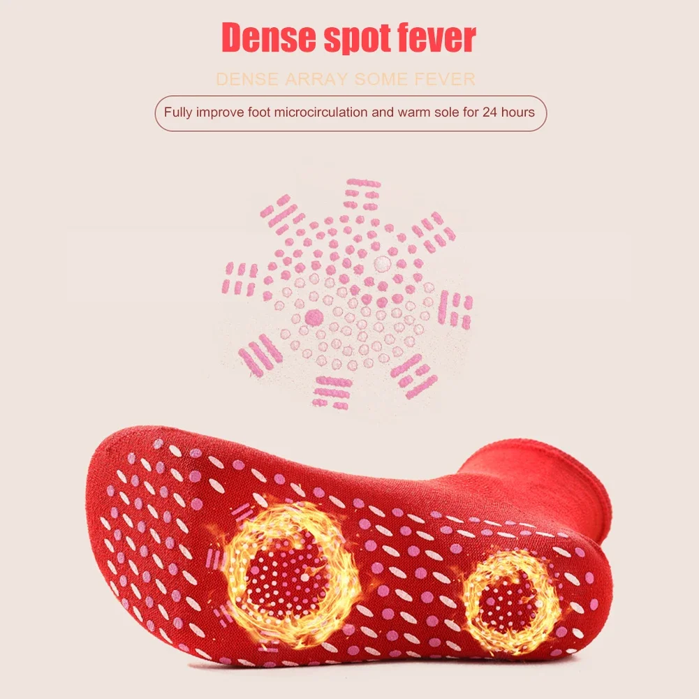 2-10PCS Unisex Winter Warm Self-Heating Health Socks Pain Relief Outdoor Anti-Cold Therapy Magnetic Thermal Stockings Men Women