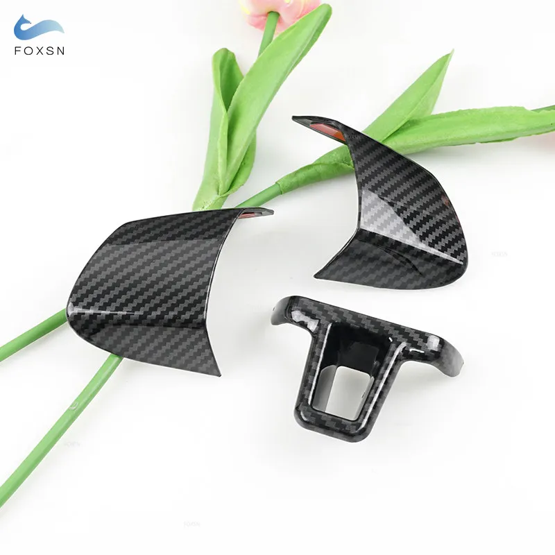 For VW Golf 6 MK6 Jetta Bora Polo Touran Caddy Eos 3pcs Car Steering Wheel Panel Cover Trim ABS Carbon Fiber Grain Accessories