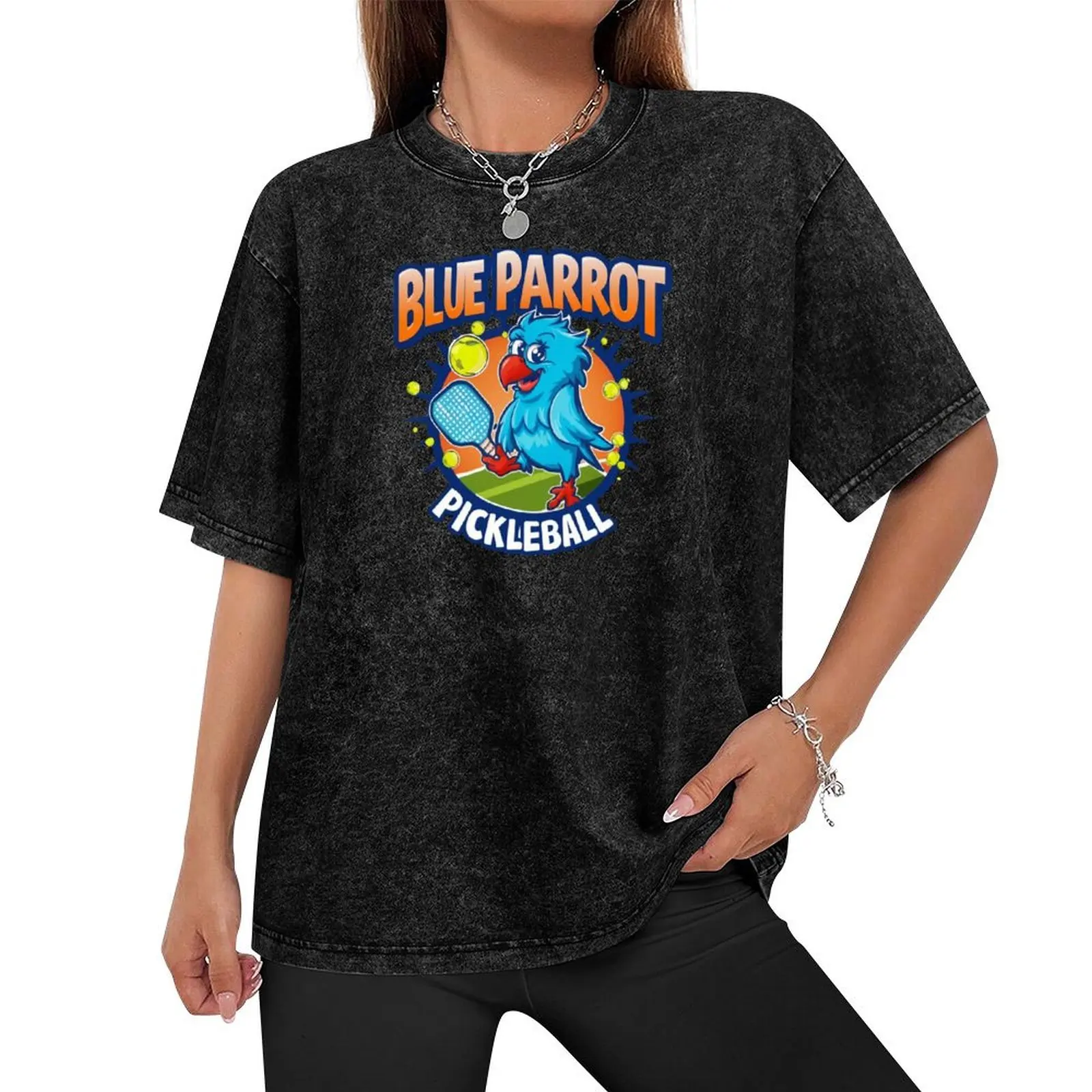 Sporty Blue Parrot Pickleball Enthusiast T-Shirt vintage anime shirt essential t shirt new edition oversized t shirt men