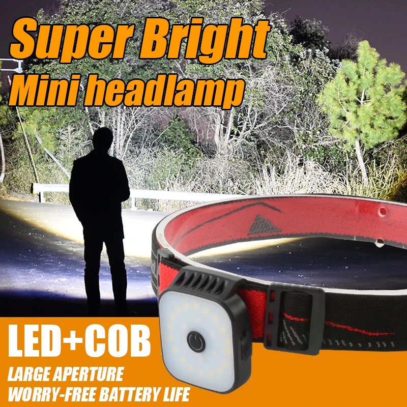 

New Multifunctional LED Headlamp Mini Portable Rechargeable Ultra-Light Thin Running Light Head Clip COB for Outdoor Activities