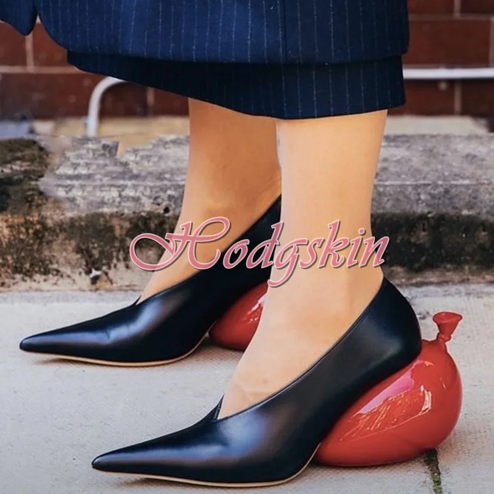 

Balloon Heels Women Pumps Pointed Toe Solid Strange Style Shallow Sexy Shoes Leather Slip On Spring Party Runway Designer Pumps