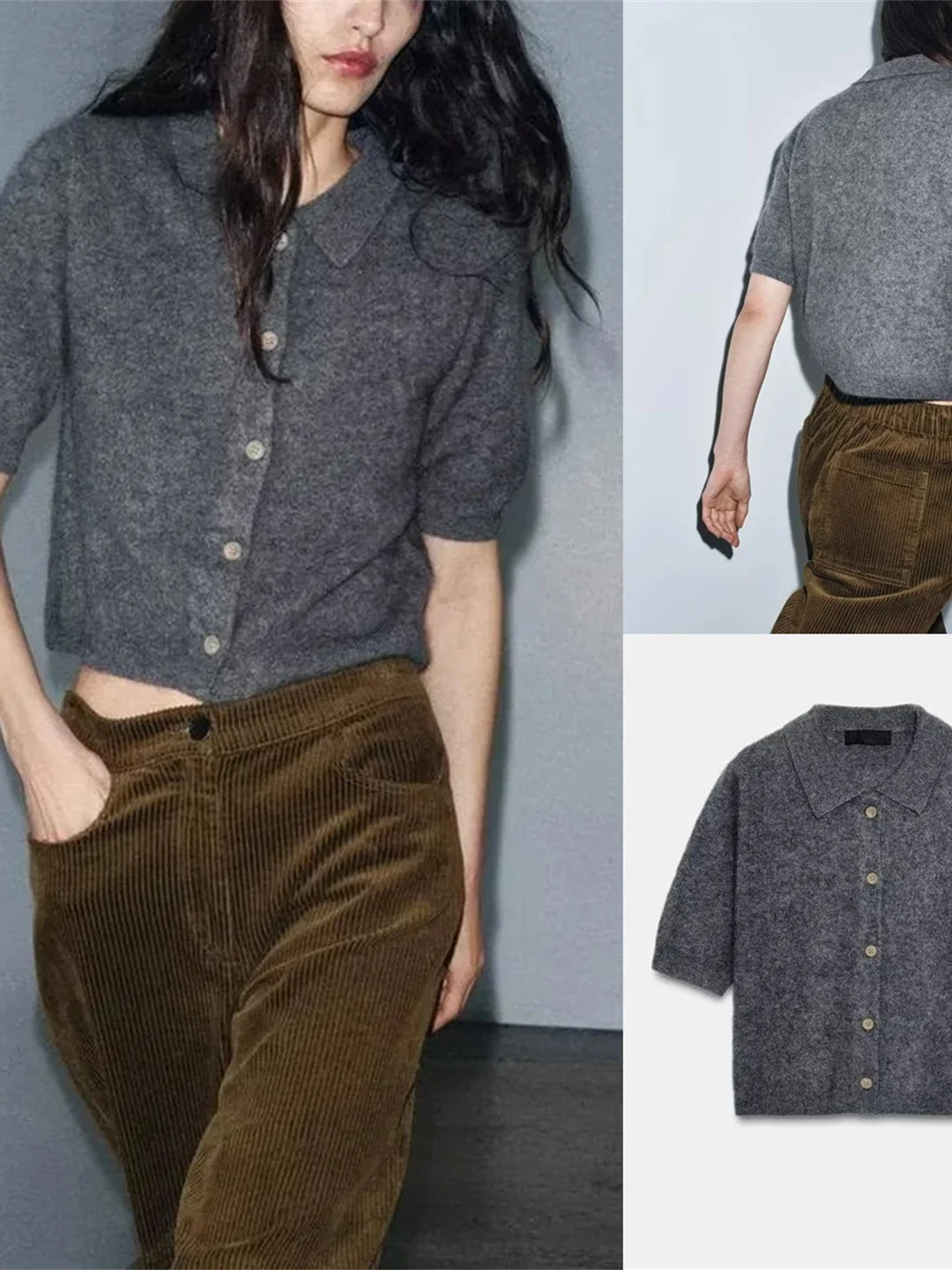 

Winter New Women's Cotton Blend ort Sve Ne Sweater ort Jaet Soft French Sle Loose Fit Regular Length Pure C...