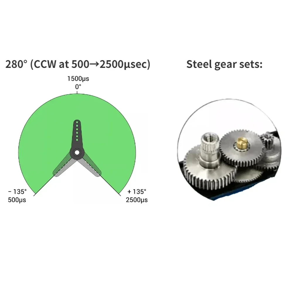 Ft5118m digitales Servo 17kg.cm Standard-Überlast schutz 280 ° Stahl Metall getriebe für 1:8 1:10 1:12 RC Autos Roboter Flugzeug boot