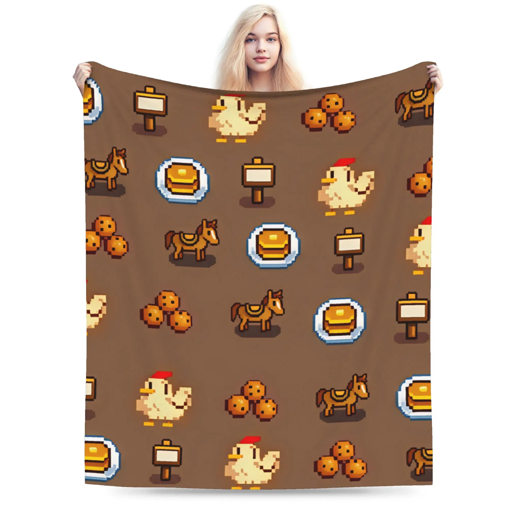 Stardew Valleys Animals   Super Warm Blankets  Girls Boys Plush Bedding Throws Funny Couch Chair Flannel  Sofa Bed Cover