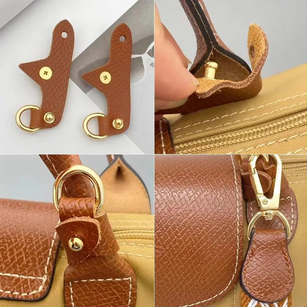 1Pair Handbag Transformation Accessories For Longchamp Mini Bag Straps Punch-free Genuine Leather Conversion Hang Buckles