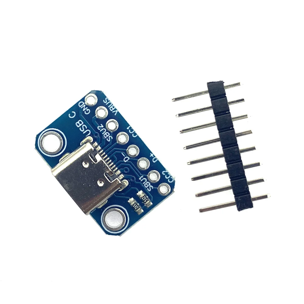 1-5PCS 16Pin 2.54mm USB TYPE-C to PCB Data Transmission Power Adapter Pin Board Test Board Solder Female DIP Connector Socket