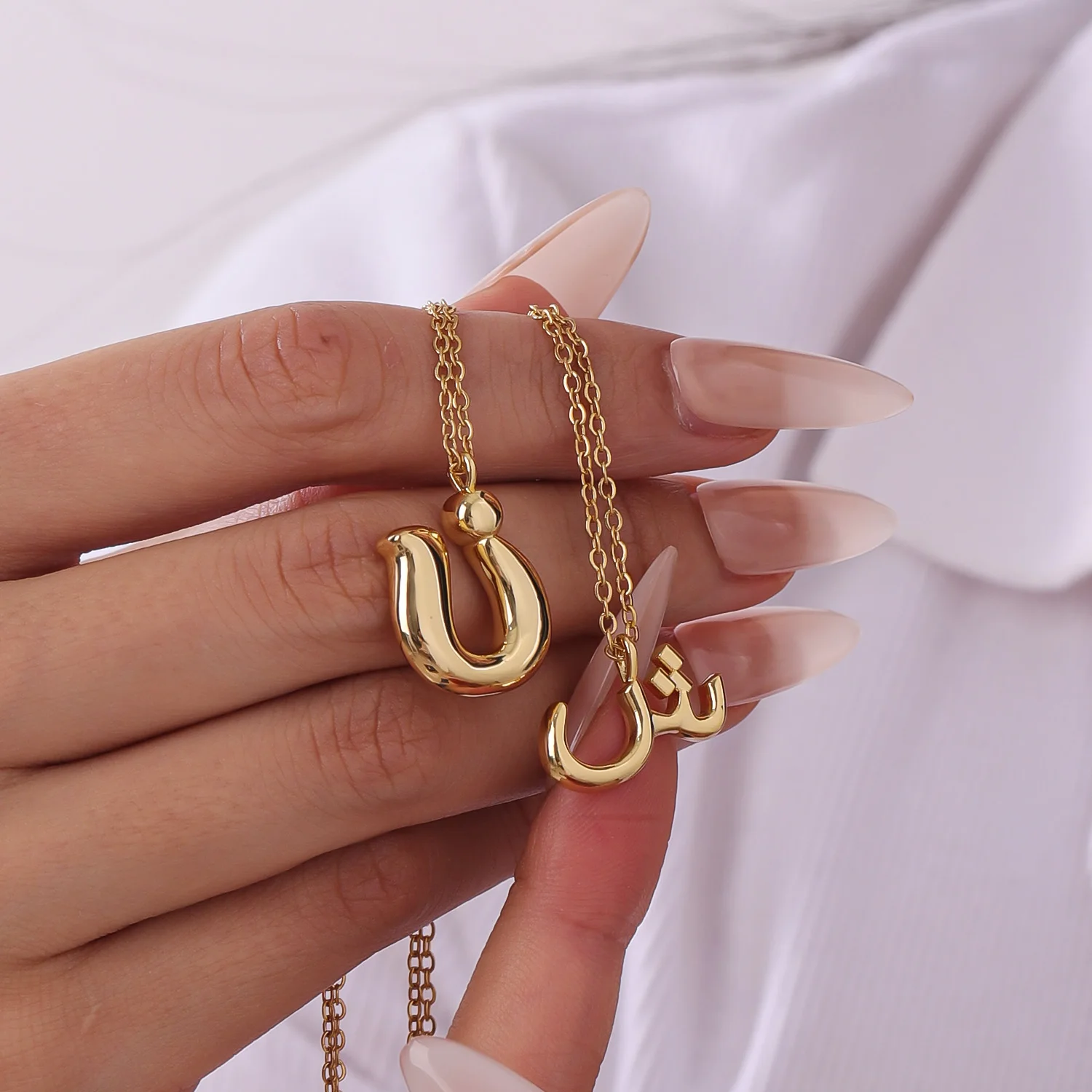 

3D Customized Number Pendant Women's Arabic Alphabet Necklace Gold Personalized Dimensional Jewelry Ramadan Gift Islamic Pendant