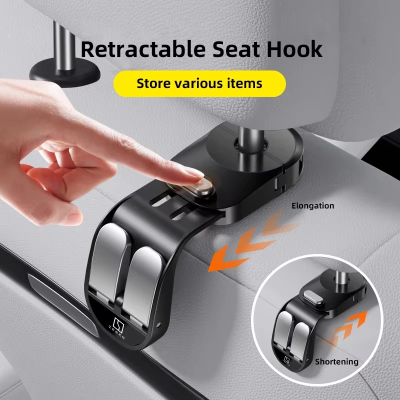 Telescopic Car Seat Back Hooks Logo Hanger Organizer For Zeekr 001 009 X 7X Auto Interior Accessories Headrest Hanging Hook