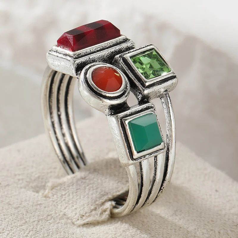 Women's Bohemian Artistic Style Ring Irregular Geometric Design Ring Suitable For Daily Casual Vacation Wear Vintage Jewelry