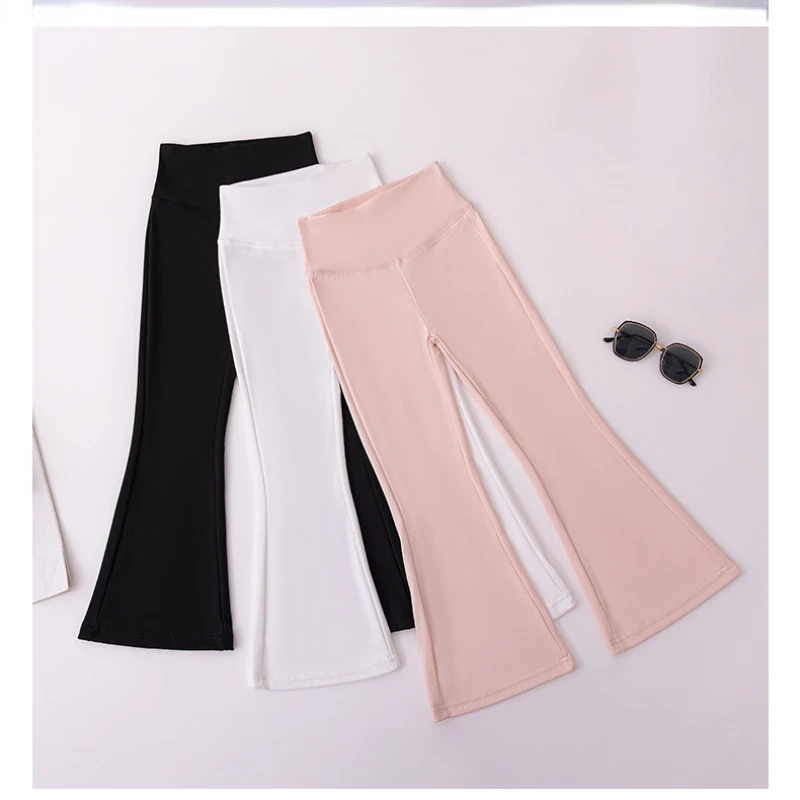 Girls Flare Pants Kids Elastic Solid Trousers Teenagers Slim Shark Pant 2024 Spring Autumn 3 To 14Yrs Children\'s Clothes Fashion