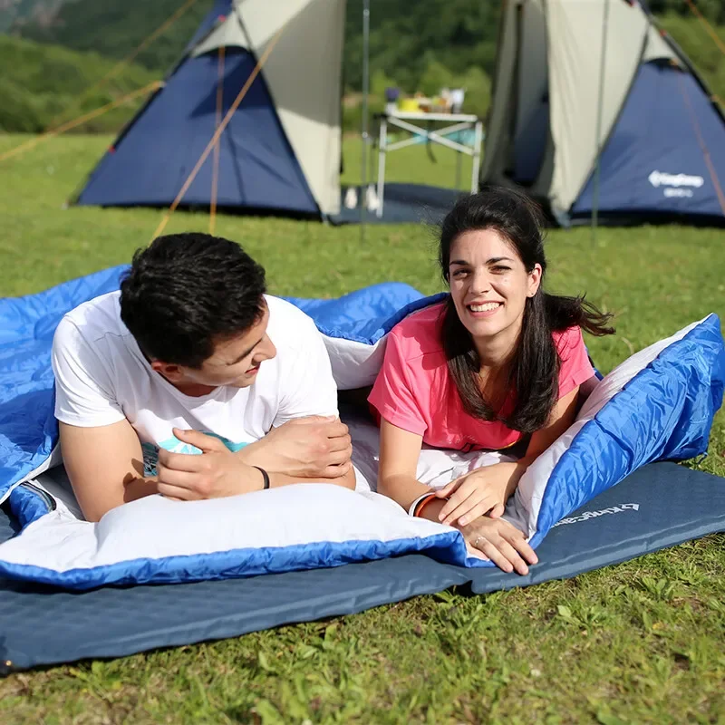 Outdoor camping double pillow sleeping bag Portable detachable widened thickened down cotton adult sleeping bag